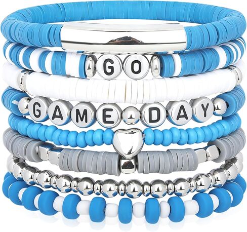Game Day Football Bracelets for Women Men Silver Blue Gray Purple Orange Stackable Sports Jewelry in Saudi Arabia