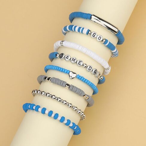 Game Day Football Bracelets for Women Men Silver Blue Gray Purple Orange Stackable Sports Jewelry in Saudi Arabia