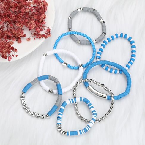Game Day Football Bracelets for Women Men Silver Blue Gray Purple Orange Stackable Sports Jewelry in Saudi Arabia