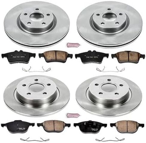 مجموعة فرامل بديلة أمامية وخلفية Power Stop KOE4051 Autospecialty - دوارات فرامل OE ووسادات فرامل سيراميك لفولفو C30، فولفو C70، فولفو S40، فولفو V50 [نموذج محدد] in Saudi Arabia