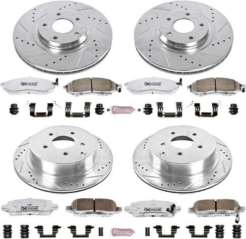 Power Stop K4476-26 Front and Rear Z26 Carbon Fiber Brake Pads with Drilled & Slotted Brake Rotors Kit For Nissan Murano 2011-2014 [Model Specific] in Saudi Arabia