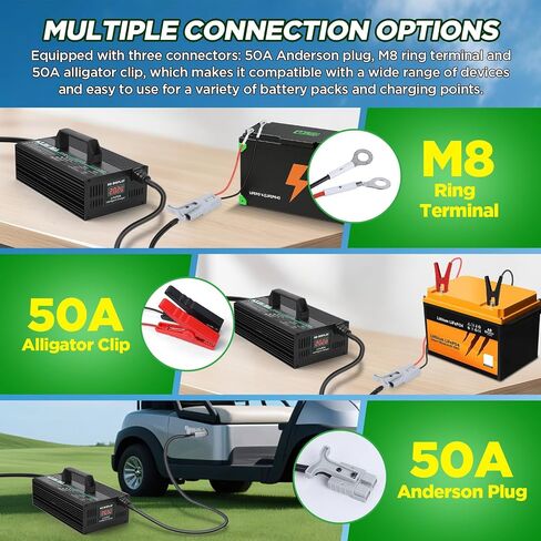 36V Lithium Battery Charger for 38.4V LiFePO4 Battery Charger,43.8V 18A Fully Automatic Smart Charging with 16FT Cable,50A Anderson Connector,8 Safety Protection for Golf carts, forklifts, RV etc. in Saudi Arabia
