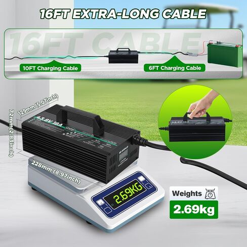 36V Lithium Battery Charger for 38.4V LiFePO4 Battery Charger,43.8V 18A Fully Automatic Smart Charging with 16FT Cable,50A Anderson Connector,8 Safety Protection for Golf carts, forklifts, RV etc. in Saudi Arabia