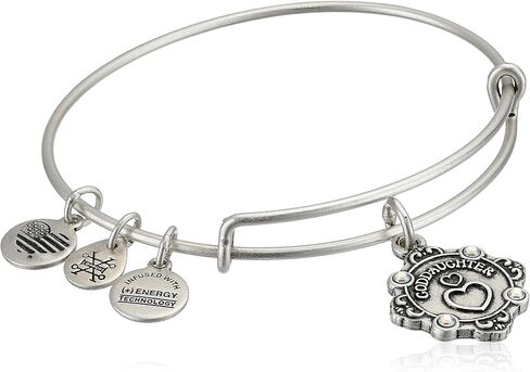 سوار Alex and Ani للنساء لأنني أحبك A18BILY08RS Goddaughter Charm Bangle، فضي رافيلي، قابل للتوسيع in Saudi Arabia