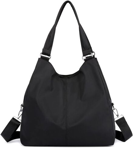 Mynos Hobo Bag Big Shoulder Bag For Women Tote Bag Purse Multi-function Nylon Handbag Travel Organzier (Black) in Saudi Arabia