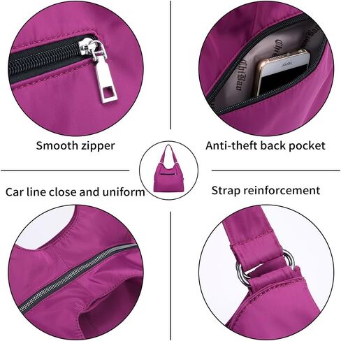 Mynos Hobo Bag Big Shoulder Bag For Women Tote Bag Purse Multi-function Nylon Handbag Travel Organzier (Black) in Saudi Arabia