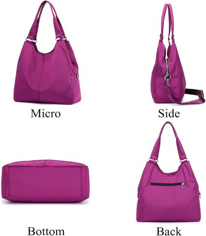 Mynos Hobo Bag Big Shoulder Bag For Women Tote Bag Purse Multi-function Nylon Handbag Travel Organzier (Black) in Saudi Arabia