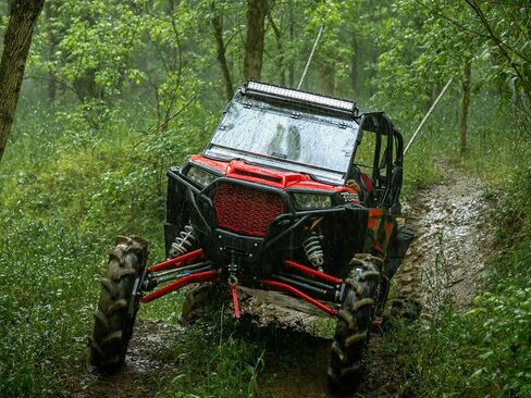 SuperATV Scratch Resistant 3-in-1 Flip Windshield compatible with Polaris RZR Models | Can be Closed, Vented, or Fully Open | 1/4" Polycarbonate 250x Stronger Than Glass | USA Made in Saudi Arabia