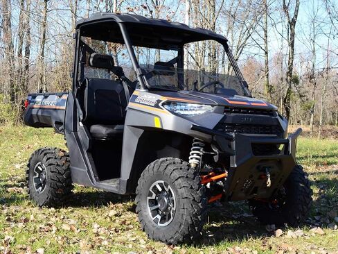 SuperATV Heavy-Duty Half Windshield for 2013-2019 Polaris Ranger XP 900 / XP 900 Crew | Snug, Rattle-free Fit | 1/4" Thick Dark Tint Polycarbonate 250 Times Stronger Than Glass | USA Made in Saudi Arabia