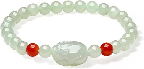Green Jade Bracelets Pixiu Charm Bracelet Stackable Red Agate Beads Stretch Bracelet Feng Shui Dainty Jewelry for Women Her Anniversary Birthday 6.7"/17CM Y1914780 in Saudi Arabia