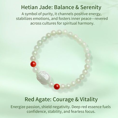 Green Jade Bracelets Pixiu Charm Bracelet Stackable Red Agate Beads Stretch Bracelet Feng Shui Dainty Jewelry for Women Her Anniversary Birthday 6.7"/17CM Y1914780 in Saudi Arabia