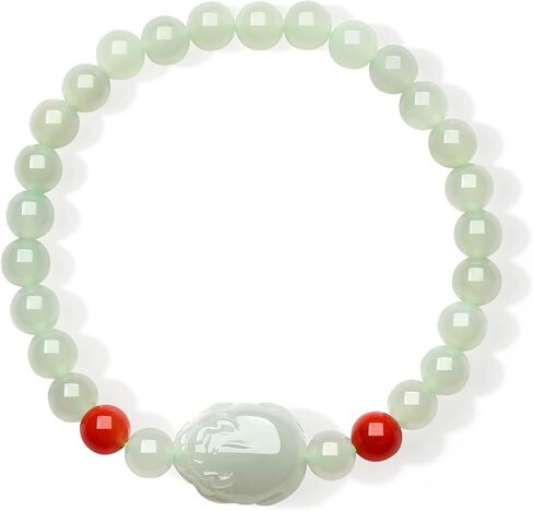 Green Jade Bracelets Pixiu Charm Bracelet Stackable Red Agate Beads Stretch Bracelet Feng Shui Dainty Jewelry for Women Her Anniversary Birthday 6.7"/17CM Y1914780 in Saudi Arabia
