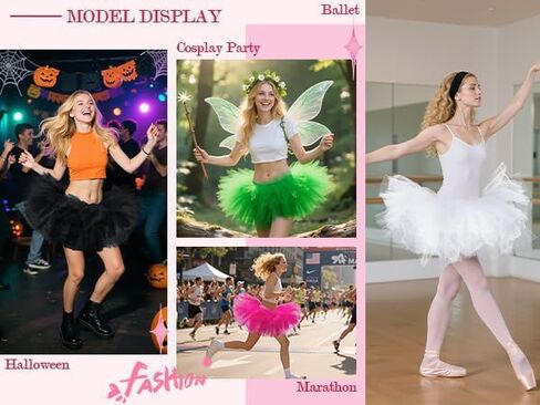 Women 5 Layered Tutu Skirts Elastic Tulle Princess Fluffy Skirt for Vintage Halloween Ballet Dance in Saudi Arabia
