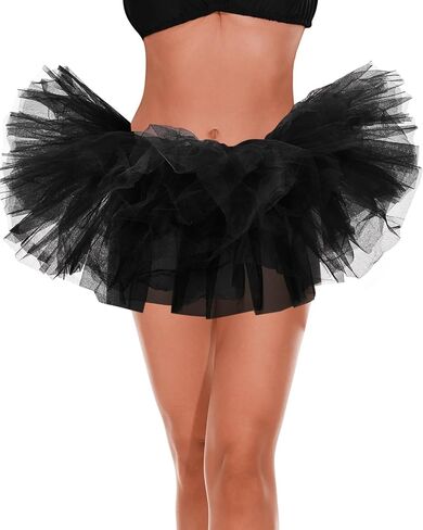 Women 5 Layered Tutu Skirts Elastic Tulle Princess Fluffy Skirt for Vintage Halloween Ballet Dance in Saudi Arabia