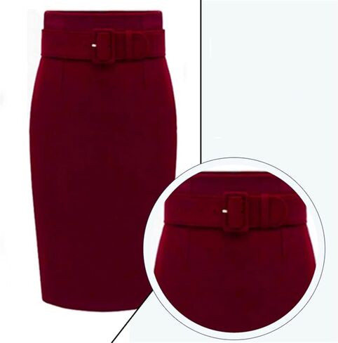 Falda Womens Knee Length Pencil Skirt Fall Winter A Line Below Knee Office Midi Bodycon Wool Skirt Casual in Saudi Arabia