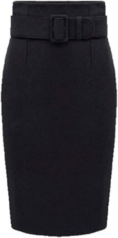 Falda Womens Knee Length Pencil Skirt Fall Winter A Line Below Knee Office Midi Bodycon Wool Skirt Casual in Saudi Arabia