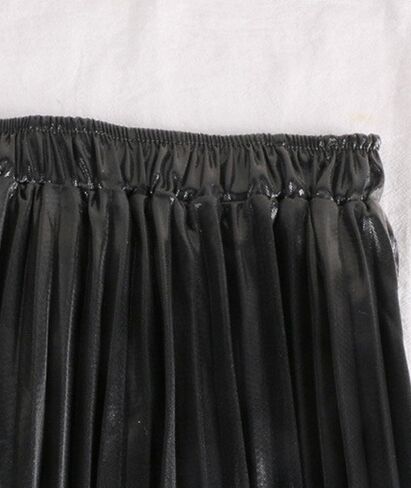 تنورة نسائية طويلة بطيات ذهبية من SEMATOMALA تنورة الأكورديون بخصر مطاطي ألين سوينغ معدني لامع تنانير طويلة للحفلات in Saudi Arabia