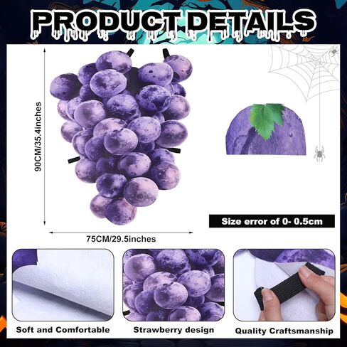 Newcotte 2 Pcs Halloween Grape Costume for Women Men Adult Real Purple Grape Fruit Slice Costume with Headband Funny Fruit Cosplay Outfits Dress up Party in Saudi Arabia