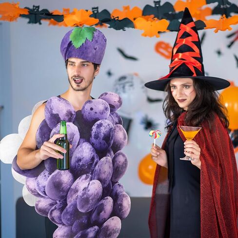 Newcotte 2 Pcs Halloween Grape Costume for Women Men Adult Real Purple Grape Fruit Slice Costume with Headband Funny Fruit Cosplay Outfits Dress up Party in Saudi Arabia