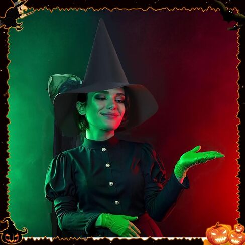 5Pcs Witch Halloween Costume Women Wizard Dress Set with Hat Broom Striped Socks Spandex Gloves for Cosplay Party in Saudi Arabia