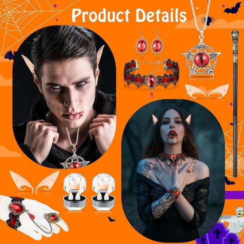 2 Set Halloween Vampire Couple Costume for Adult, Reversible Double Layer Halloween Costume Cape for Women Men Friends Cosplay Dress up Party Multicolor in Saudi Arabia