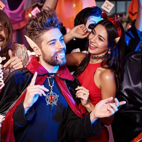 2 Set Halloween Vampire Couple Costume for Adult, Reversible Double Layer Halloween Costume Cape for Women Men Friends Cosplay Dress up Party Multicolor in Saudi Arabia