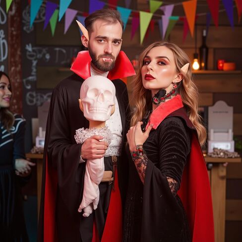 2 Set Halloween Vampire Couple Costume for Adult, Reversible Double Layer Halloween Costume Cape for Women Men Friends Cosplay Dress up Party Multicolor in Saudi Arabia
