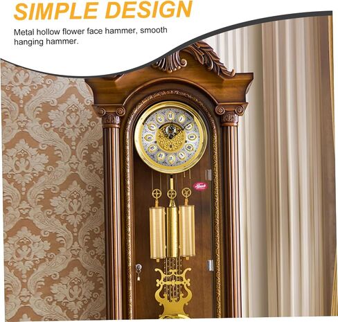 Iron Floor Clock Weight Decor with Hollow Floral Design Metal Chain and Hook Rings Replacement Clock Mechanism Part DIY Repair Accessory in Saudi Arabia