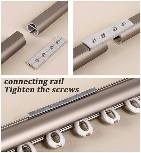 Heavy-Duty Wall Mount Curtain Rail Track - 2.2m (7.2ft) Gold Roman Rod for Bedroom, Living Room, Kitchen, Bathroom, Room Divider - Durable Curtain Track System in Saudi Arabia