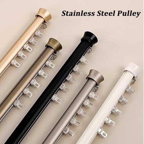 Heavy-Duty Wall Mount Curtain Rail Track - 2.2m (7.2ft) Gold Roman Rod for Bedroom, Living Room, Kitchen, Bathroom, Room Divider - Durable Curtain Track System in Saudi Arabia