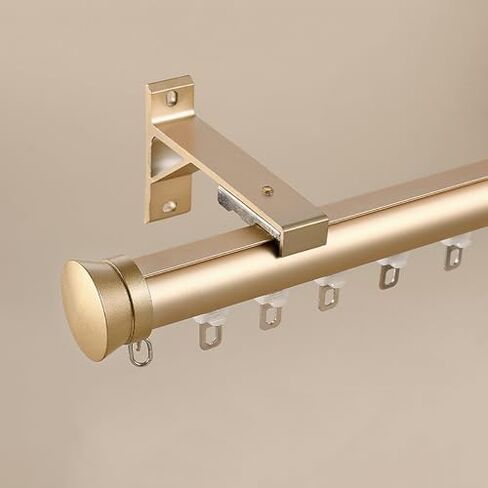 Heavy-Duty Wall Mount Curtain Rail Track - 2.2m (7.2ft) Gold Roman Rod for Bedroom, Living Room, Kitchen, Bathroom, Room Divider - Durable Curtain Track System in Saudi Arabia