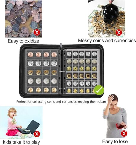 576 Pockets Coin Collection Album Book Holder for Collectors, 2 Size Coin Collecting Pages Fireproof Coin Collecting Album for 17/20/23/25/27/30mm Coins in Saudi Arabia