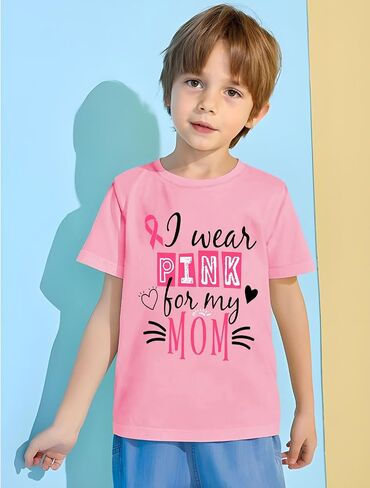 Kids Breast Cancer Shirt Boys Breast Cancer Awareness Tshirt Pink Ribbon Graphic Outfits in Saudi Arabia