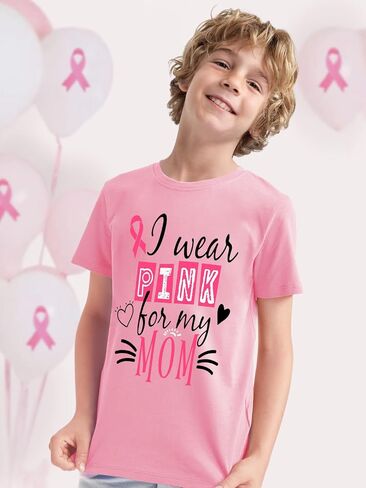 Kids Breast Cancer Shirt Boys Breast Cancer Awareness Tshirt Pink Ribbon Graphic Outfits in Saudi Arabia