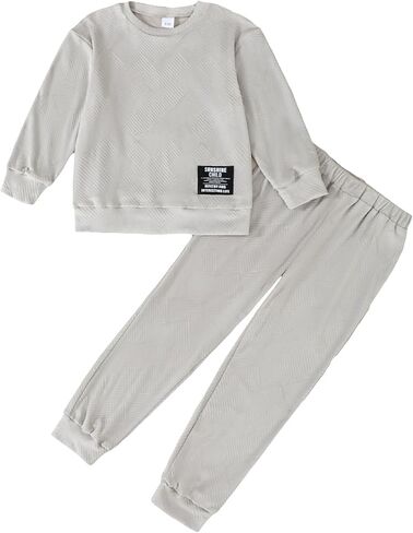 Toddler Boy Clothes Sets: Long Sleeve Round Neck Sweatshirts Casual Pants Sets Fall Winter Outfits for Boy 2-7 Years in Kuwait