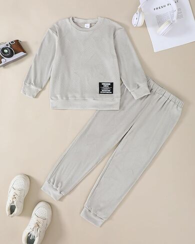 Toddler Boy Clothes Sets: Long Sleeve Round Neck Sweatshirts Casual Pants Sets Fall Winter Outfits for Boy 2-7 Years in Kuwait