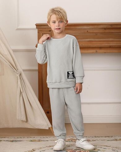 Toddler Boy Clothes Sets: Long Sleeve Round Neck Sweatshirts Casual Pants Sets Fall Winter Outfits for Boy 2-7 Years in Kuwait