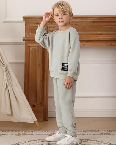 Toddler Boy Clothes Sets: Long Sleeve Round Neck Sweatshirts Casual Pants Sets Fall Winter Outfits for Boy 2-7 Years in Kuwait