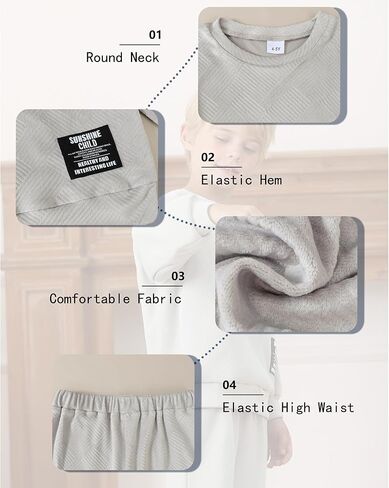 Toddler Boy Clothes Sets: Long Sleeve Round Neck Sweatshirts Casual Pants Sets Fall Winter Outfits for Boy 2-7 Years in Kuwait