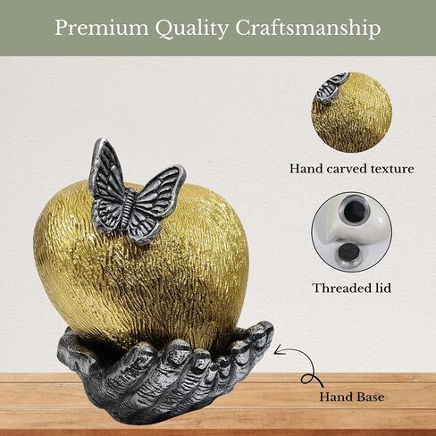 NORSE'S TRADECRAFT Heart Urn for Ashes Adult Male & Female | Memorial Gifts, Ashes Keepsake l Large Decorative Cremation Urns with Butterfly | Handcrafted Memorial Box for Funeral | Gold, 200 cu in in Kuwait