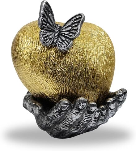NORSE'S TRADECRAFT Heart Urn for Ashes Adult Male & Female | Memorial Gifts, Ashes Keepsake l Large Decorative Cremation Urns with Butterfly | Handcrafted Memorial Box for Funeral | Gold, 200 cu in in Kuwait