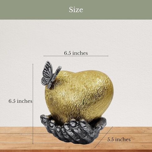 NORSE'S TRADECRAFT Heart Urn for Ashes Adult Male & Female | Memorial Gifts, Ashes Keepsake l Large Decorative Cremation Urns with Butterfly | Handcrafted Memorial Box for Funeral | Gold, 200 cu in in Kuwait