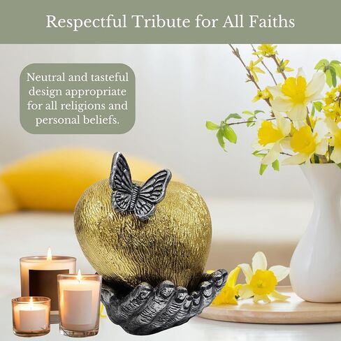 NORSE'S TRADECRAFT Heart Urn for Ashes Adult Male & Female | Memorial Gifts, Ashes Keepsake l Large Decorative Cremation Urns with Butterfly | Handcrafted Memorial Box for Funeral | Gold, 200 cu in in Kuwait