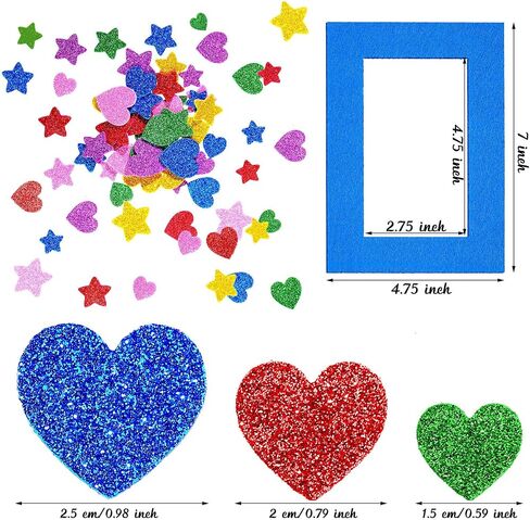 Jetec 24 Pieces Colorful Felt Photo Frames Holiday Picture Frames and 50 Pieces Colorful Glitter Foam Stickers for Home and Office Decoration,12 Colors, 4 x 6 Photos(4.7 x 2.8 Inch,Simple Colors) in Saudi Arabia