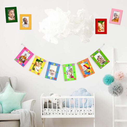 Jetec 24 Pieces Colorful Felt Photo Frames Holiday Picture Frames and 50 Pieces Colorful Glitter Foam Stickers for Home and Office Decoration,12 Colors, 4 x 6 Photos(4.7 x 2.8 Inch,Simple Colors) in Saudi Arabia