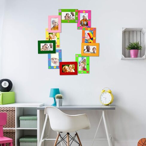 Jetec 24 Pieces Colorful Felt Photo Frames Holiday Picture Frames and 50 Pieces Colorful Glitter Foam Stickers for Home and Office Decoration,12 Colors, 4 x 6 Photos(4.7 x 2.8 Inch,Simple Colors) in Saudi Arabia