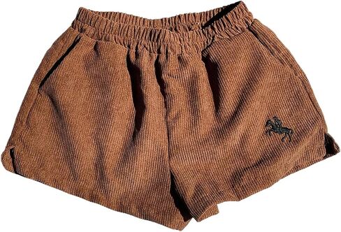 MakeMeChic Women's Corduroy Shorts Elastic Waist Wide Leg Lounge Shorts in Saudi Arabia