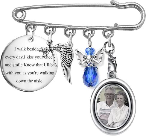 Bride Memorial Charm Wedding Bouquet Charm Something Blue for Bride on Wedding Bride Shower Gift I Walk Beside You Everyday Charm Wedding Remembrance Charm for Bouquet in Saudi Arabia