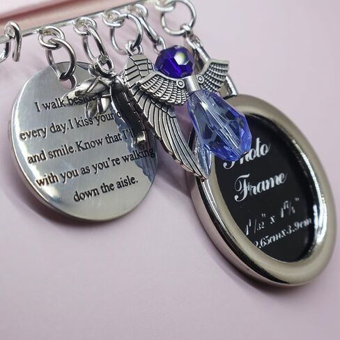 Bride Memorial Charm Wedding Bouquet Charm Something Blue for Bride on Wedding Bride Shower Gift I Walk Beside You Everyday Charm Wedding Remembrance Charm for Bouquet in Saudi Arabia