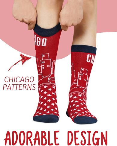 InnoBeta City Skyline Gifts, Gifts on Birthday and Christmas, One Size Crew Socks - Chicago in Saudi Arabia